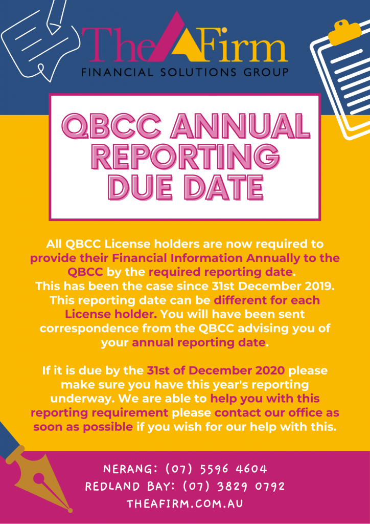 QBCC Annual Reporting Due Date Reminder